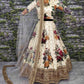 Cream Floral Digital Printed Art Silk Bridal Lehenga Choli