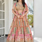 Lavishing Beige Chinon Silk Zari Embroidered Lehenga Choli