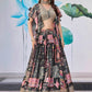Glamorous Black Chinon Digital Printed Party Wear Lehenga Choli