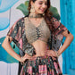 Glamorous Black Chinon Digital Printed Party Wear Lehenga Choli