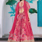 Attractive Pink Chinon Thread Embroidered Wedding Wear Lehenga Choli