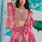 Attractive Pink Chinon Thread Embroidered Wedding Wear Lehenga Choli