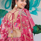 Attractive Pink Chinon Thread Embroidered Wedding Wear Lehenga Choli