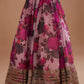 Adorable Pink Floral Printed Organza Bridesmaid Lehenga Choli