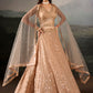 Peach Sequin Embroidered Lehenga Choli with Matching Dupatta