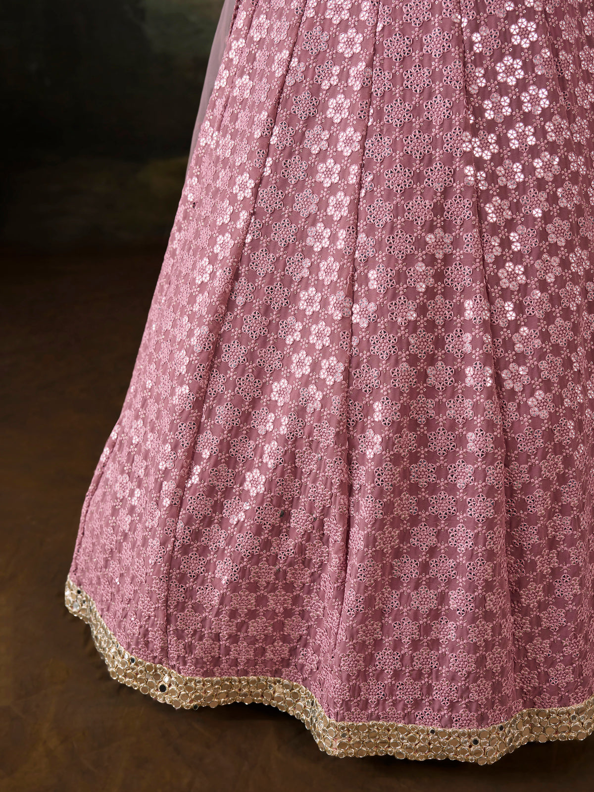 Dusty Rose Pink Sequin Embroidered Bridal & Party Wear Lehenga Choli with Dupatta