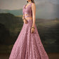 Dusty Rose Pink Sequin Embroidered Bridal & Party Wear Lehenga Choli with Dupatta