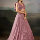 Dusty Rose Pink Sequin Embroidered Bridal & Party Wear Lehenga Choli with Dupatta