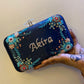 Customised Floral Embroidered Clutch with Transparent Knob - Blacks
