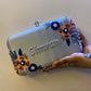 Customised Floral Embroidered Clutch with Transparent Knob - Pastels