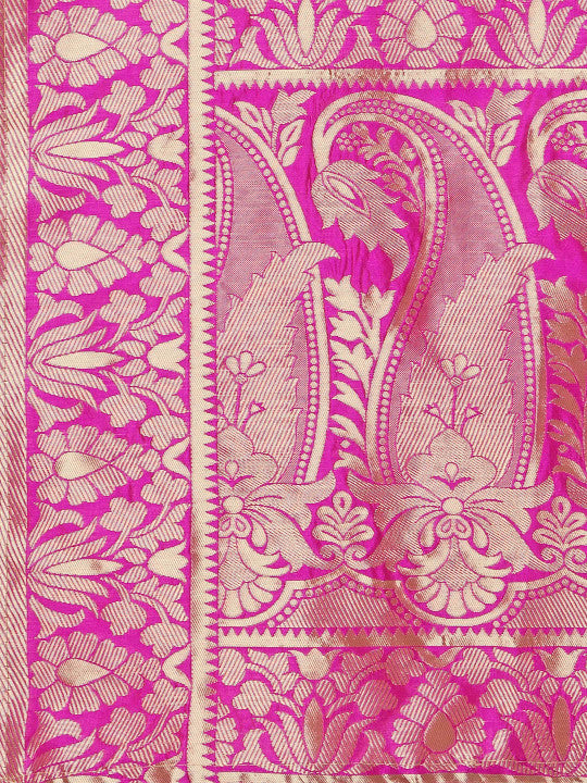 Ready to Wear Lehenga & Unstitched Blouse With Dupatta - Teal & Magenta