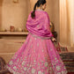Pink- Tissue Fabric Sequinse embroidery Semi-Stitched Lehenga & Unstitched Blouse With Dupatta