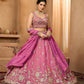 Pink- Tissue Fabric Sequinse embroidery Semi-Stitched Lehenga & Unstitched Blouse With Dupatta