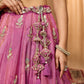 Pink- Tissue Fabric Sequinse embroidery Semi-Stitched Lehenga & Unstitched Blouse With Dupatta