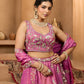 Pink- Tissue Fabric Sequinse embroidery Semi-Stitched Lehenga & Unstitched Blouse With Dupatta