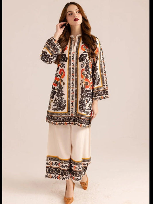 Floral Orange Black Printed Co-Ord Set
