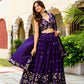 Purple Vichitra Silk Lehenga Choli with Zari & Sequence Embroidery and Lace Border Dupatta