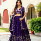 Purple Vichitra Silk Lehenga Choli with Zari & Sequence Embroidery and Lace Border Dupatta