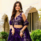 Purple Vichitra Silk Lehenga Choli with Zari & Sequence Embroidery and Lace Border Dupatta
