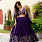 Purple Vichitra Silk Lehenga Choli with Zari & Sequence Embroidery and Lace Border Dupatta