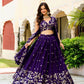 Purple Vichitra Silk Lehenga Choli with Zari & Sequence Embroidery and Lace Border Dupatta