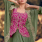 Heavy Chinon Sage Green Embroidered Readymade Designer Suit
