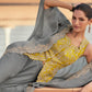 Heavy Chinon Grey Embroidered Readymade Designer Suit