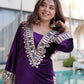 Royal Purple Velvet Mirror Work Sharara Set for Women Festive & Wedding Wear