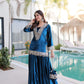 Elegant Teal Blue Velvet Mirror Work Sharara Set for Women Festive Party Wear