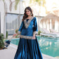 Elegant Teal Blue Velvet Mirror Work Sharara Set for Women Festive Party Wear