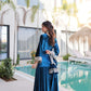 Elegant Teal Blue Velvet Mirror Work Sharara Set for Women Festive Party Wear