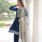 Royal Blue Velvet Embroidered Suit Set with Dupatta Party & Festive Wear