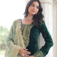 Emerald Green Velvet Embroidered Straight Suit with Dupatta Festive & Wedding Wear