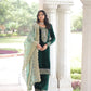 Emerald Green Velvet Embroidered Straight Suit with Dupatta Festive & Wedding Wear