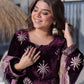 Plum Purple Velvet Embroidered Suit Set with Dupatta Elegant Festive Wear