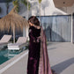 Plum Purple Velvet Embroidered Suit Set with Dupatta Elegant Festive Wear