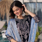 Navy Blue Velvet Heavy Embroidered Suit with Dupatta Party & Festive Wear