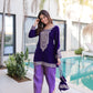 Royal Blue & Purple Velvet Heavy Embroidered Kurta Pant Set with Potli Party & Festive Wear