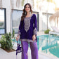 Royal Blue & Purple Velvet Heavy Embroidered Kurta Pant Set with Potli Party & Festive Wear
