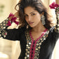 Midnight Black Onyx Mirror Silk Palazzo Suit