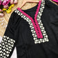 Midnight Black Onyx Mirror Silk Palazzo Suit