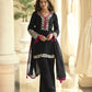 Midnight Black Onyx Mirror Silk Palazzo Suit