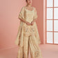 Cream Embroidered Silk Kurti with Sharara and Dupatta