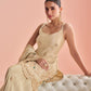 Cream Embroidered Silk Kurti with Sharara and Dupatta
