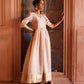 Women Beige & Golden Polka Dots Print A-line Maxi Dress
