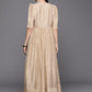 Women Beige & Golden Polka Dots Print A-line Maxi Dress