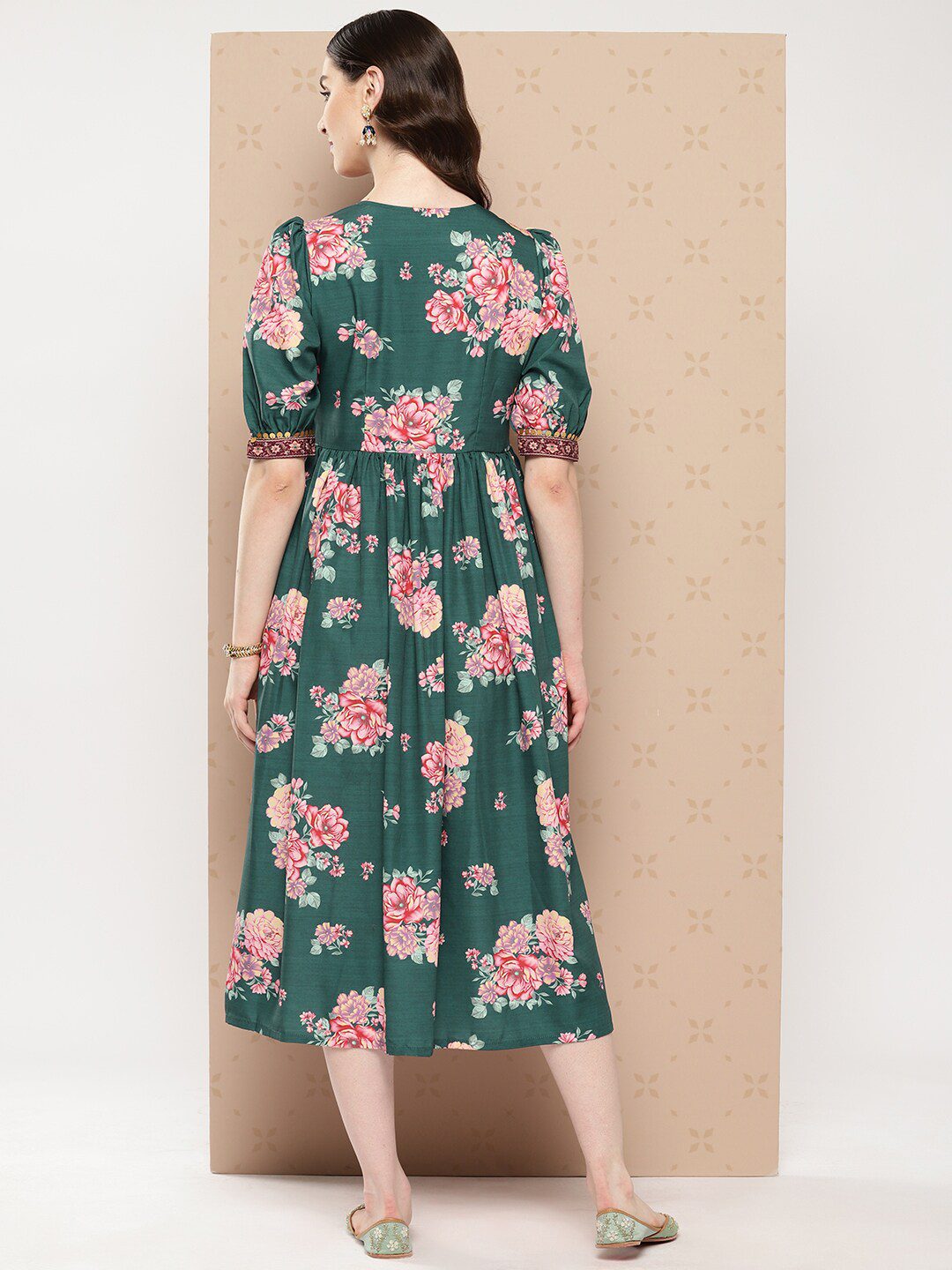 Women Floral Printed Empire Ethnic Dress