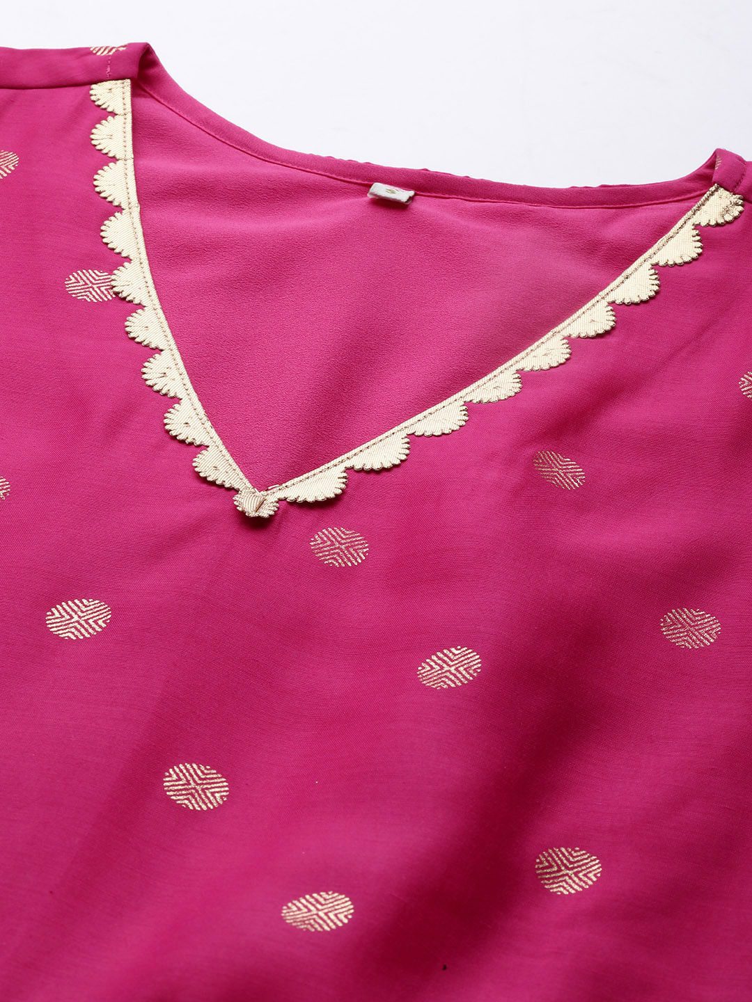 Women Pink & Orange Polka Dots Print A-line Maxi Dress
