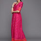 Women Pink & Orange Polka Dots Print A-line Maxi Dress