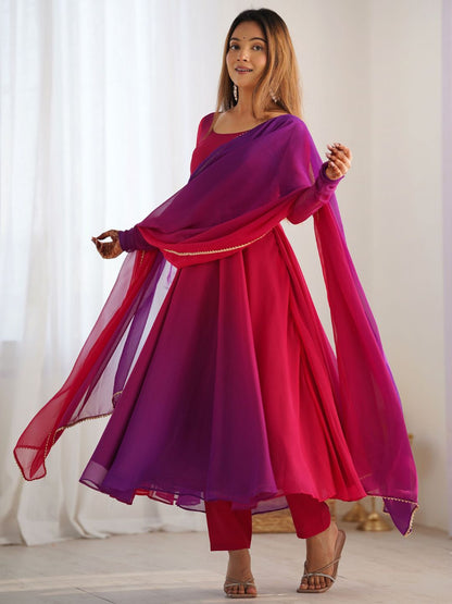 Incredible Dark Pink Embroidered Georgette Event Wear Anarkali Suit